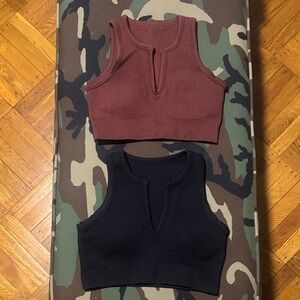 Women's Sleeveless Ribbed Tops - Black and Brown